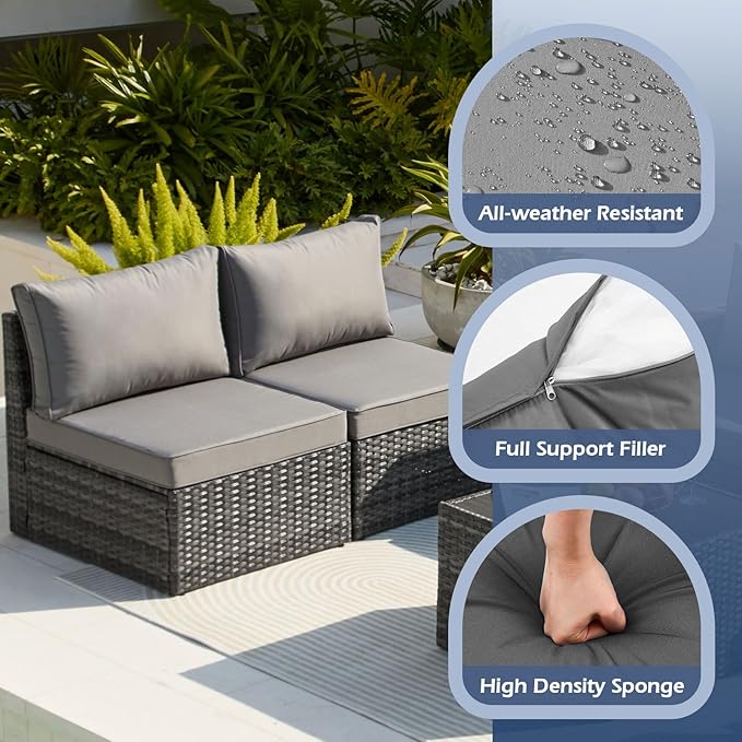 7 Pieces Patio Furniture Set Metal Outdoor Conversation Set with Table & Thick Cushions Sectional Sofa Seating Set for Backyard Porch Poolside Garden