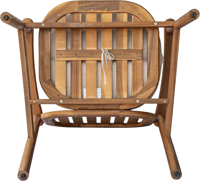 Christopher Knight Home Meja Acacia Wood Patio Dining Set for 4, Solid Wood Outdoor Dining Table Set for 4, Round Dining Table and Chairs Set of 4 with Cushion, Teak+Beige