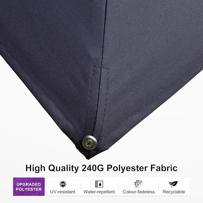 PURPLE LEAF 11FT Patio Umbrella Square Cantilever Umbrella Teak Finished Aluminum Frame Large Windproof Offset Outdoor Sun Umbrellas for Beach Pool Deck, Navy Blue