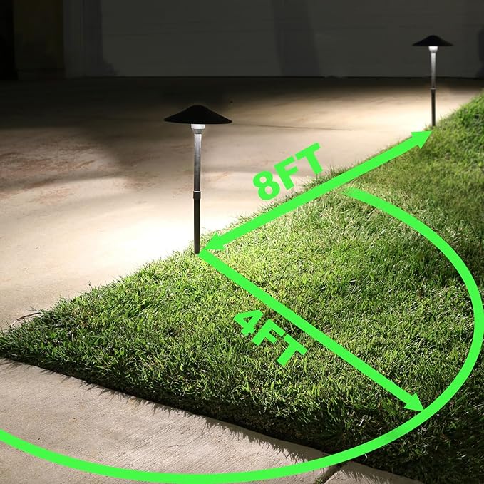 Lumina Lighting® 4W Landscape Lighting 12V Landscape Lights Low Voltage Landscape Path Lights Warm White Waterproof Outdoor Replaceable G4 LED Bulb for Garden Pathway Lawn Yard (Black) (8-Pack)