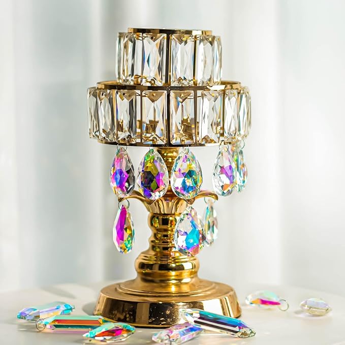12 Pieces 50mm Crystal Prisms Chandelier Colorful Bauhinia Ornament Pendant | Rainbow Maker Hanging Prisms Suncatchers for Wedding Party Christams Tree Garlands Decoration DIY Jewelry