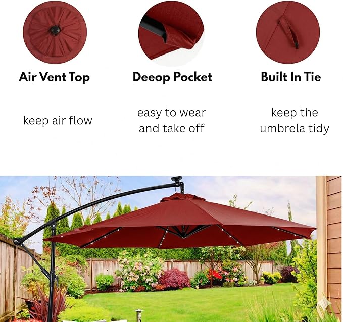 10ft Patio Umbrella Replacement Canopy for 8 Ribs, Outdoor Umbrella Canopy ONLY, Market Umbrella Top, Water-Resistant & UV-Protective