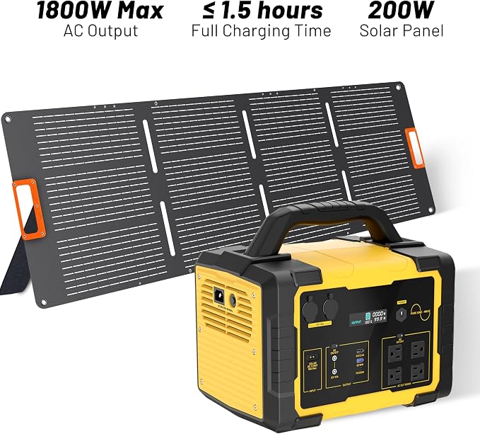 Stary LINE 1800W Solar Generator Kit with 200W Panel – 1024Wh Power Station for Home Backup, RV, Off-Grid Living – Fast Solar Recharge