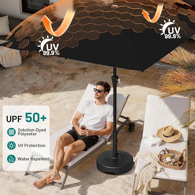 AreShark 8' x 10' Rectangle Patio Umbrellas for Outdoor, Outdoor Table Umbrella, Large Outdoor Patio Umbrellas with 8 Sturdy Ribs for Pool, Garden, Market (Black)