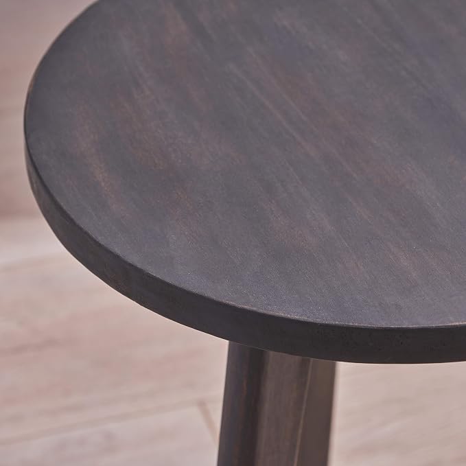 Great Deal Furniture Indoor Farmhouse Acacia Wood Side Table, Dark Gray Finish