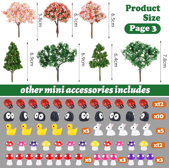 109 Pcs Fairy Garden Accessories Miniature Fairy Figurines Kit | Mini Resin Animals Garden House Supplies Outdoor Decor for DIY Dollhouse