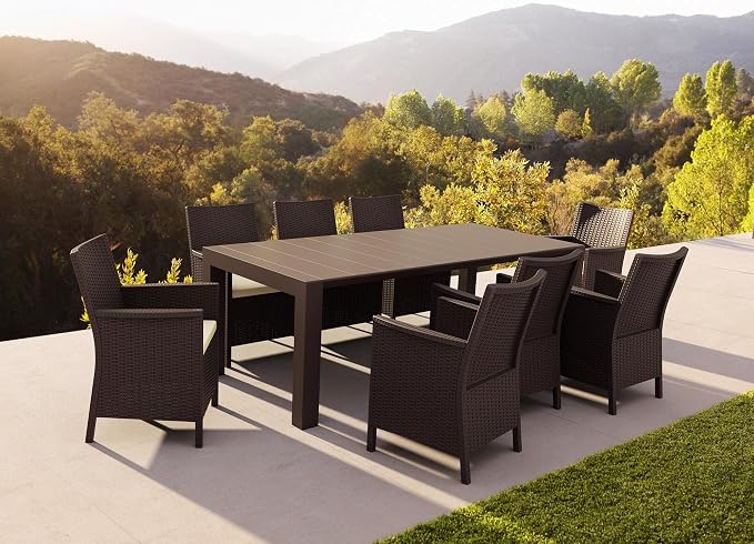 Resol Grupo Compamia Vegas 86" Extendable Patio Dining Table in White, Commercial Grade