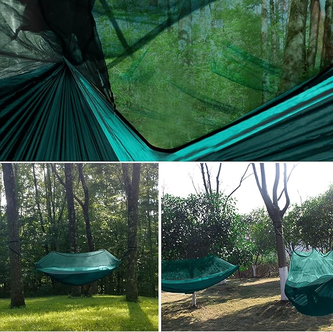 Gold Armour Camping Hammock - Camping Essentials, Double Hammock with Bug Net, Camping Gear Hammock for Outside, Hiking, and Travel (Turquoise & Seafoam)