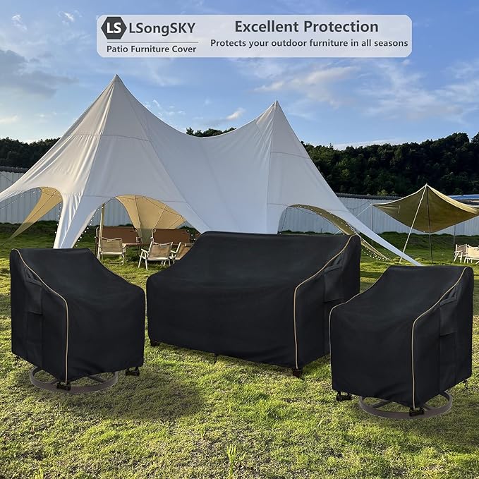 Outdoor Swivel Lounge Chair Cover 2 Pack,Waterproof Heavy Duty Patio Chair Covers,Patio Rocking Chair Covers for Outdoor Furniture,(30 W x 34 D x 38.5 H inches),Black