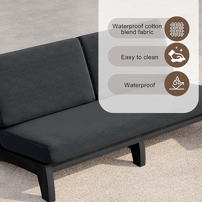 4 Pieces Patio Furniture Sets, All-Weather Outdoor Wood Bistro Set Patio Conversation Coffee Table Chiars and Patio Loveseat for Balcony, Backyard
