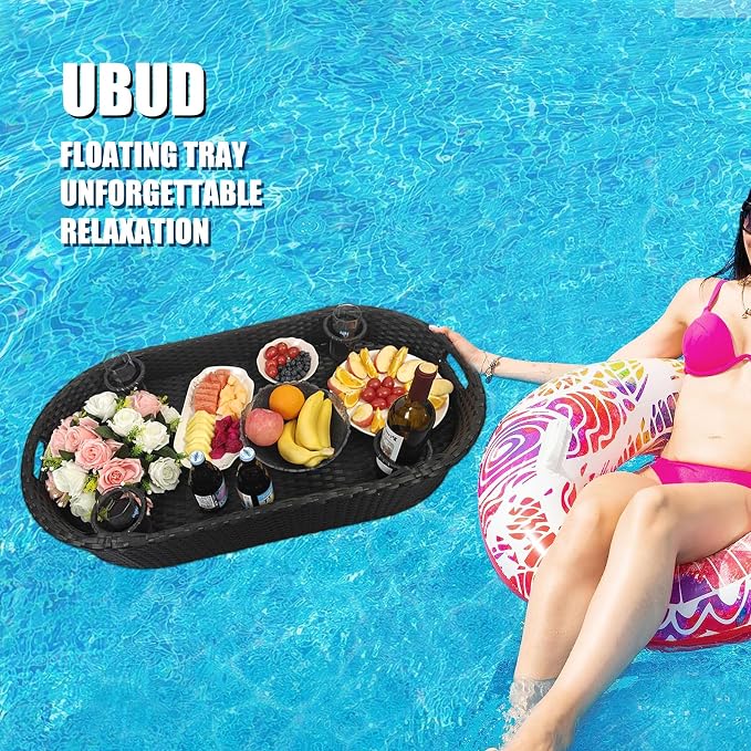 Floating Tray for Pool，Floating Pool Tray, Floating Tray - Floating Pool Table, Ideal for Food & Drinks - Floating Table for Pool - Essential Floating Food Tray for Pool Activities(Oval Big)