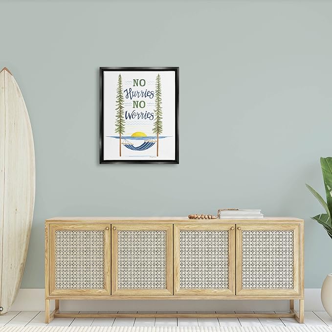 Stupell Industries No Hurries Worries Hammock Scene Floating Framed Wall Art, Design by Deb Strain