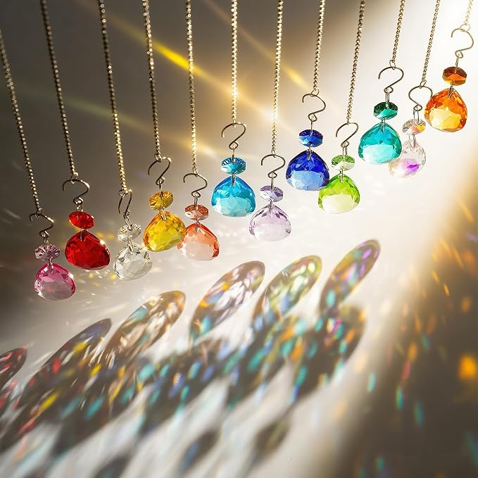 10 Pcs Amber Crystal Bauhinia Suncatcher Prisms Chandelier Window Decor | Amber Crystal Bauhinia Suncatcher Pendants 3 Inch Chandelier Beads Hanging Sun Catcher for Window Garden Wedding Decor