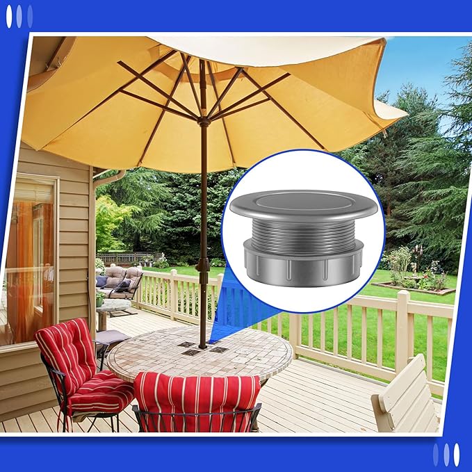 2 Sets Patio Table Umbrella Hole Ring Plug Cap Set, Outdoor Parasol Table Hole Cover Insert Thicker Patio Plug Ring for Outdoor, Yard, Garden(Gray)