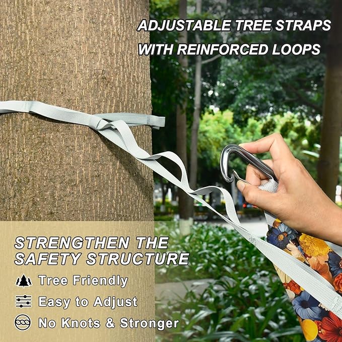 Camping Hammock Outdoor Hammocks for Outside Vivid Flower Beach Trees Portable Lightweight with Pockets Tree Straps Indoor