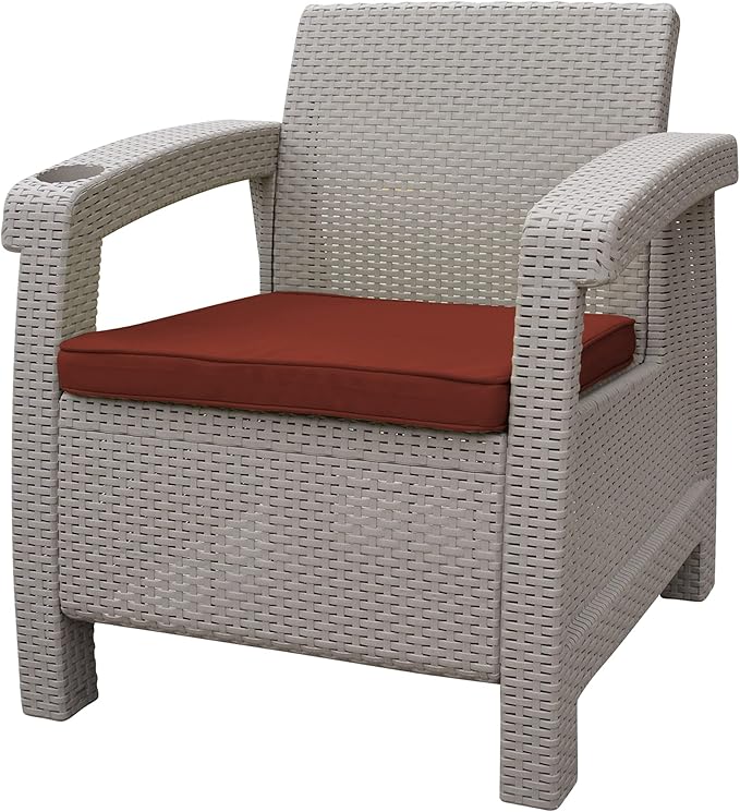 Jeco Pontus 4PC Grey Conversation Patio Set with Brick Red Cushion