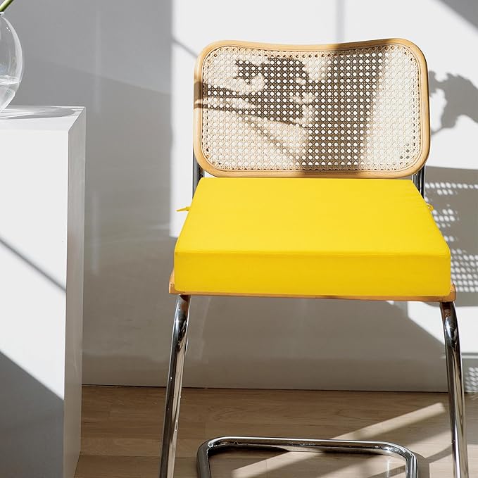FUNHOME Outdoor Chair Cushion Covers 2 Pack, No Insert! Patio Cushion Covers Replacement 22" x 20" x 4", Water Resistant Patio Chair Cushion Slipcovers, Yellow(Covers ONLY)