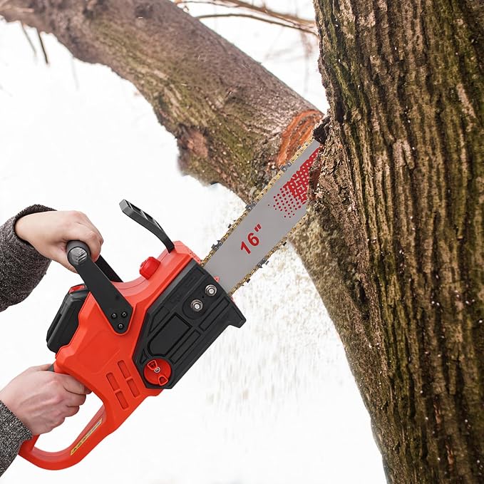 15.75" Electric Cordless Chainsaw, Electric Chain Saw w/Battery And Charger, Battery-powered Chain Saw for Wood Cutting