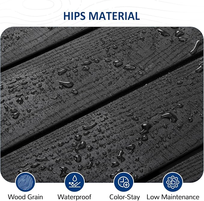 Outdoor Dining Table, Weatherproof 34" Square HIPS Patio Dining Table for 4, with 2" Umbrella Hole, Outdoor Table for Backyard Deck Poolside, Black