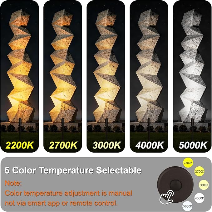 Mini LED Landscape Spotlights, 16'' Tall Pole, 5CCT 5W 12 Volt Wired Low Voltage Bronze Landscape Small Spot Lights for Outdoor Tree Flag House Pathway Driveway, 60° Beam Angle, 1PK