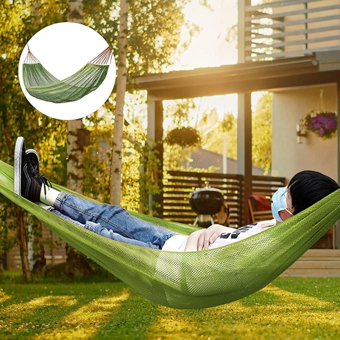 Hammock Chair Swing, Single Outdoor Hammock Swing, Lightweight Ice Mesh Cradle Chair Portable Indoor and Outdoor Hanging Chair Swing (Green)