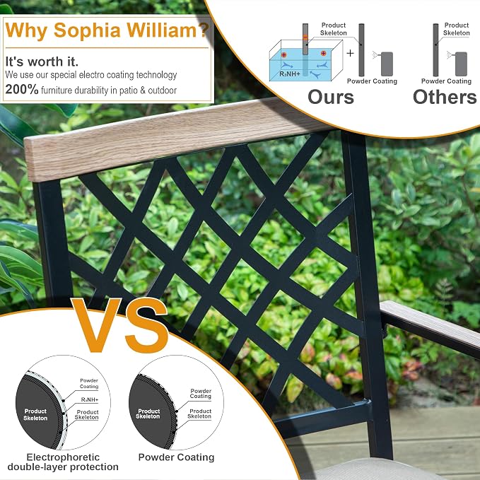 PHI VILLA Swivel Patio Chairs Set of 4 Outdoor Dining Rocker Chair Support 300 lbs for Garden Backyard Bistro Furniture Set with Cushion