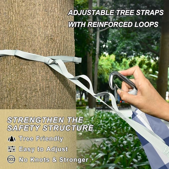 Blue and White Checkerboard 330lb Capacity Camping Hammocks with Tree Straps Portable Hammock for Outside Patio Garden hamaca con Base para adultos