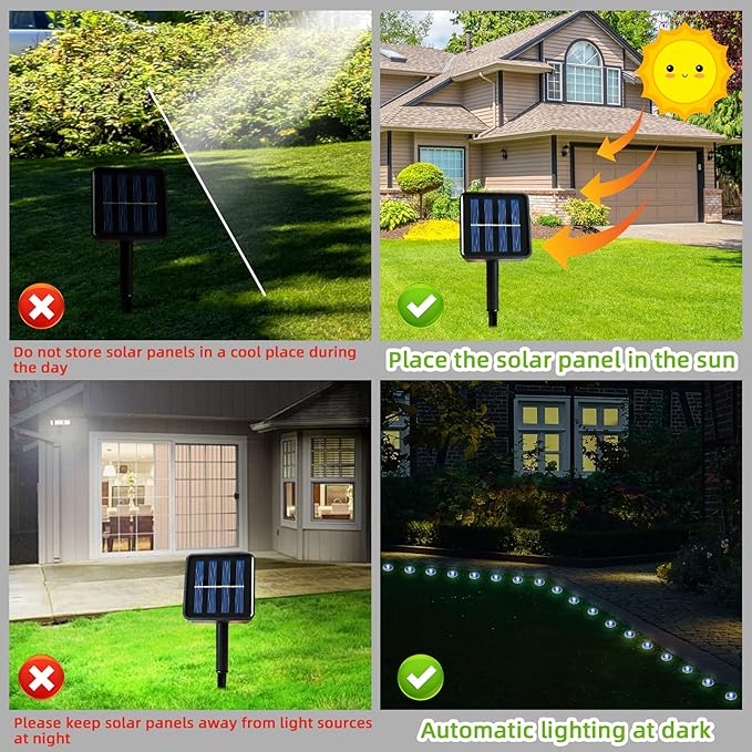 15 LED Solar Ground Lights Outdoor, Waterproof Solar Pathway Lights, LED Landscape Lighting for Garden, Patio, Driveway, Walkway - White