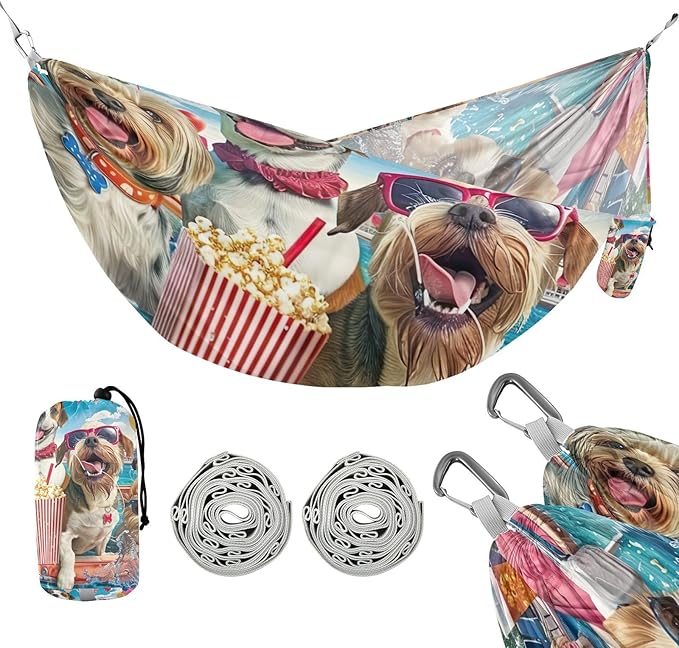 FRMG Dog Swimming Pool Party Camping Hammock 500 lbs Capacity Portable Hammocks with Tree Straps & Attached Carry Bag, Camping Essentials Gear 2014009a