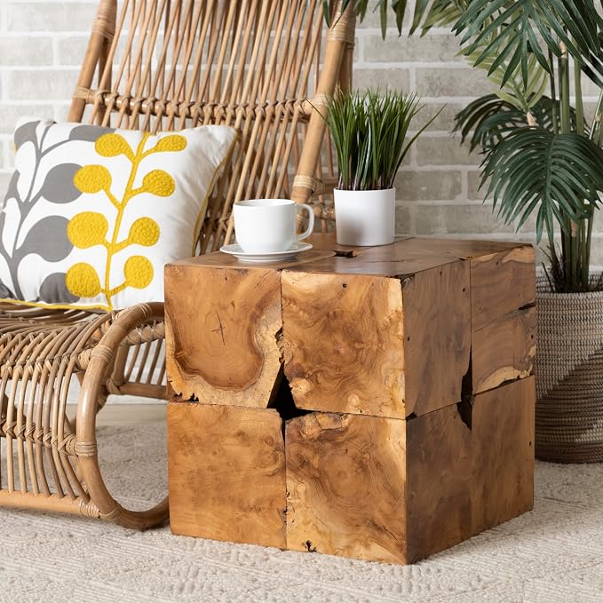 Bali & pari Eldora Rustic Natural Teak Root End Table