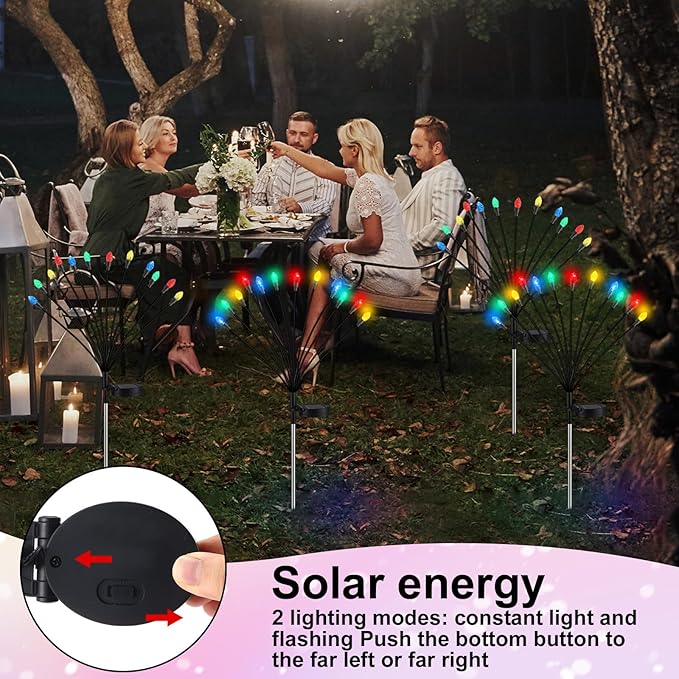 Rossesay 4 Pcs St Patricks Day Outdoor Decorations Solar Lights Waterproof Green 48 LED Swaying Pathway Firefly Stake Lights for Outside Yard Garden Lawn Decorations(Multicolor,Pine Cone)