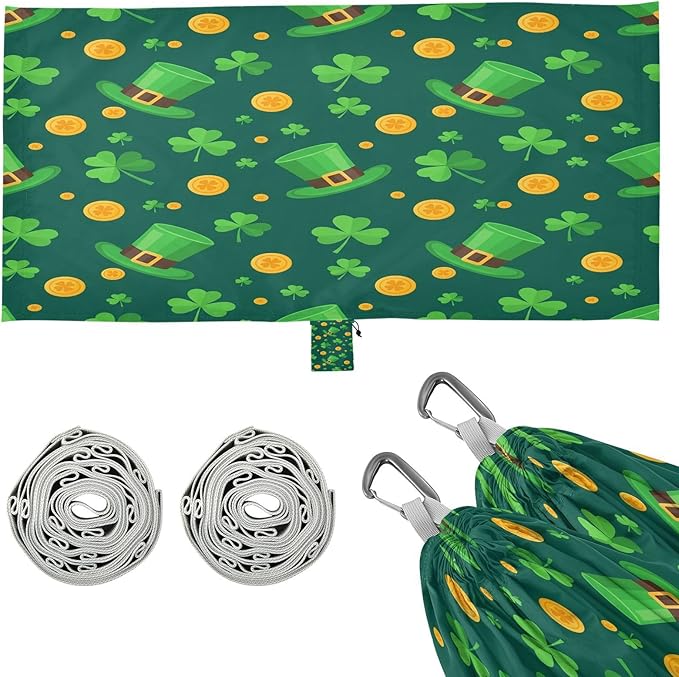 Hammocks for Outside St. Patrick’s Day Elements Camping Hammock Portable Hammocks with Tree Straps and Carry Bag Camping Accessories for Hiking Beach Outdoor