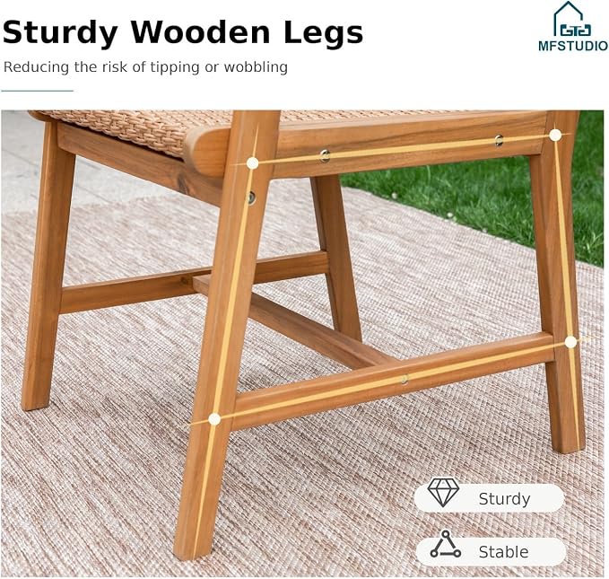 MFSTUDIO 9-Piece Patio Dining Set, Rectangular Teak Wood Table, Seats 8 | Expandable Table