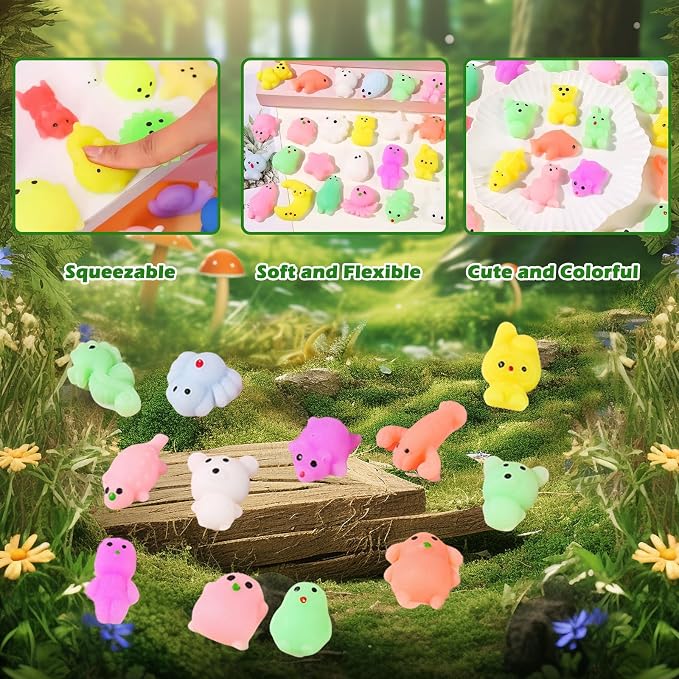 100PCS Mystery Blind Bag Squishy Mini Toy Set, Soft Squeeze Fidget Animal Figures Bulk, Mini Surprise Toys, Sensory Stress Relief Toys for Kids, Party Favors, Collectibles, Tiny Cute Figures Pack