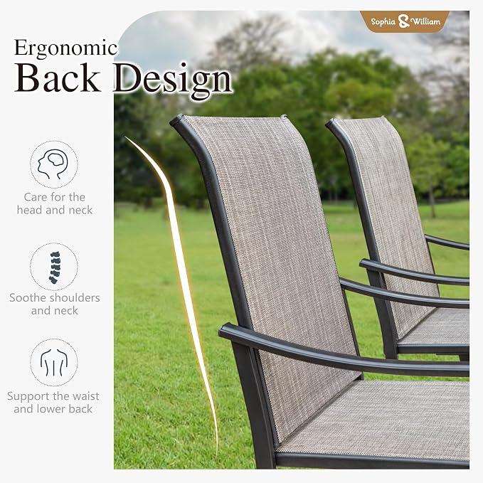 Sophia & William 5-Piece Outdoor Dining Set, 4 x Patio Swivel Chairs and 37" Wood-Like Top Square Table, All-Weather Patio Furniture for Lawn, Park, and Courtyard