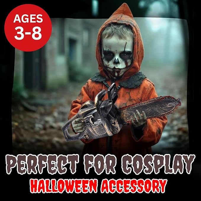 16" Bloody Rusty Electric Chainsaw - Battery Operated Chainsaw Massacre Role Play Accessory with Motion & Sound Effects for Halloween Cosplay Prop, Decorations
