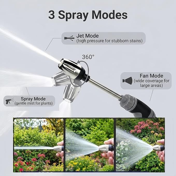 Multi Aquoxis Pressure Washer Gun, 2026 New Garden Shower High-Pressure Gun for Three Spray Modes, Durable Stainless Steel, Easy Installation, Universal Compatibility, Ideal for Patios and Driveways