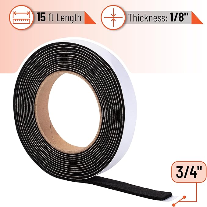 UNCO- Smoker Gasket, 15 FT, 3/4" x 1/8", Smoker Gasket Seal High Temp