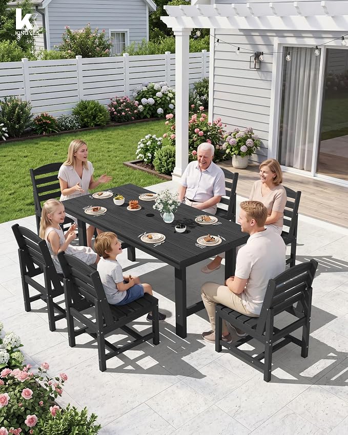 KINGYES Patio Armless Dinning Chairs Set of 2, HDPE All-Weather Outdoor Patio Chairs for Garden Backyard, Black