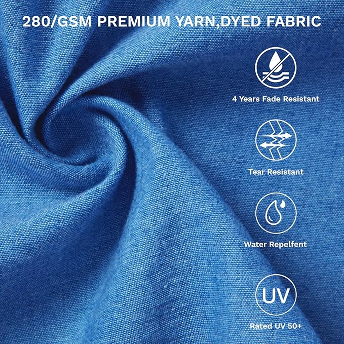 Patiowell 9 FT Motorized Patio Umbrella with Base Included, Outdoor Umbrella with Base, Detachable Power Bank Hands-Free Automation, Aluminum Frame for Backyard, Poolside, Outdoor Dining, Blue