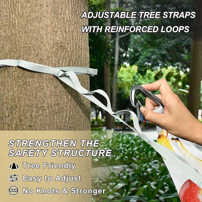 Camping Hammock Outdoor Hammocks for Outside Apples Oranges Bananas Beach Trees Portable Lightweight with Pockets Tree Straps Indoor Small