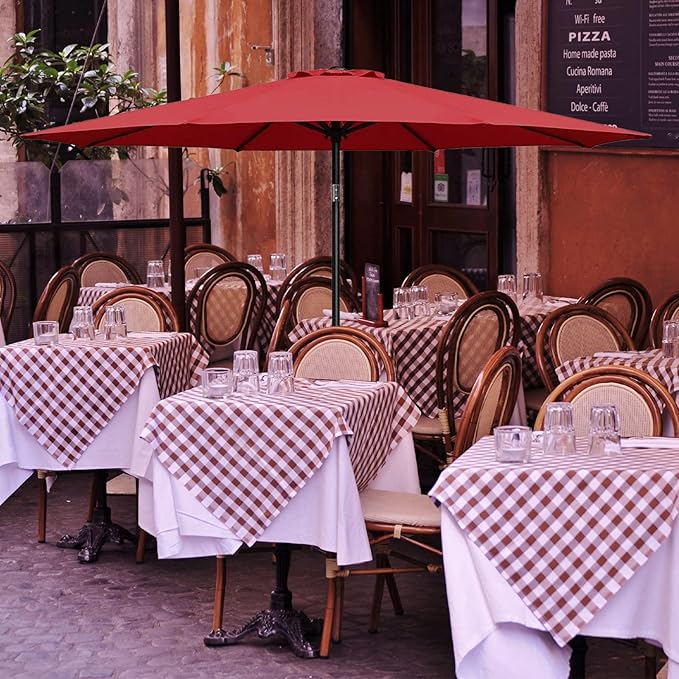 YSSOA 7.5' Patio Umbrella Outdoor Table Market Yard Umbrella with 6 Sturdy Ribs, Red