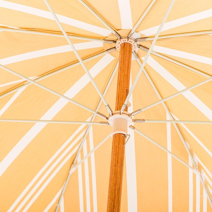 Business & Pleasure Co. Rio Umbrella Scalloped Brim For Beach, Patio or Picnic - 6' Boho Beach Umbrella, 7' Tall Wood Pole, UPF 50+
