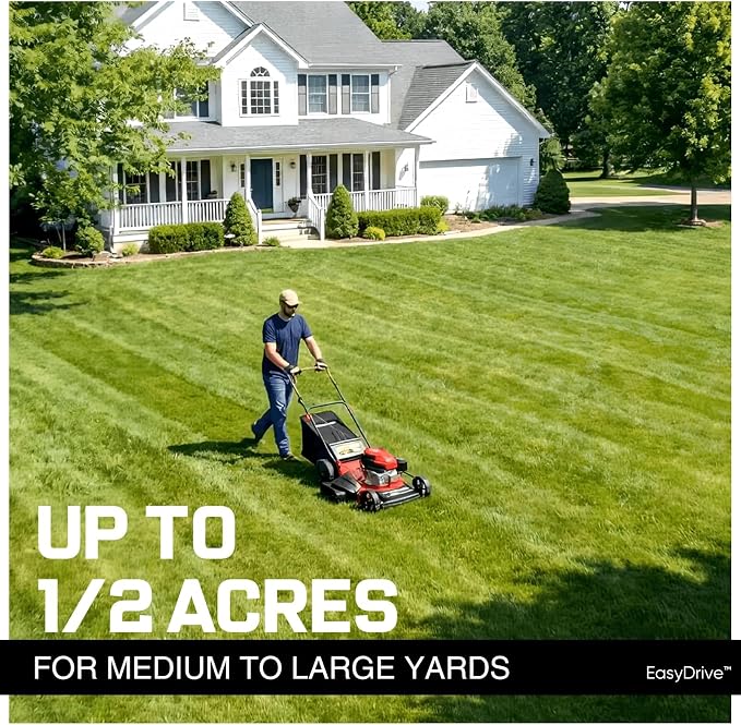 PowerSmart 21" Self-Propelled Gas Lawn Mower | 170cc OHV Engine | Rear-Wheel Drive for Slopes | 3-in-1 Bag, Mulch & Discharge | 6 Cutting Heights | Durable Steel Deck| Rear-Wheel Drive | Medium Yard