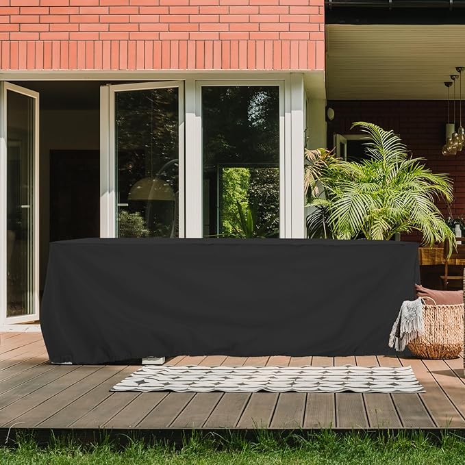 Tempera Patio Furniture Cover,Outdoor Table And Chair Covers Waterproof, Outdoor Dining Set Cover,Heavy Duty Rectangle Patio Furniture Covers, 128''L x 82''W x 27.8''H, Space Grey