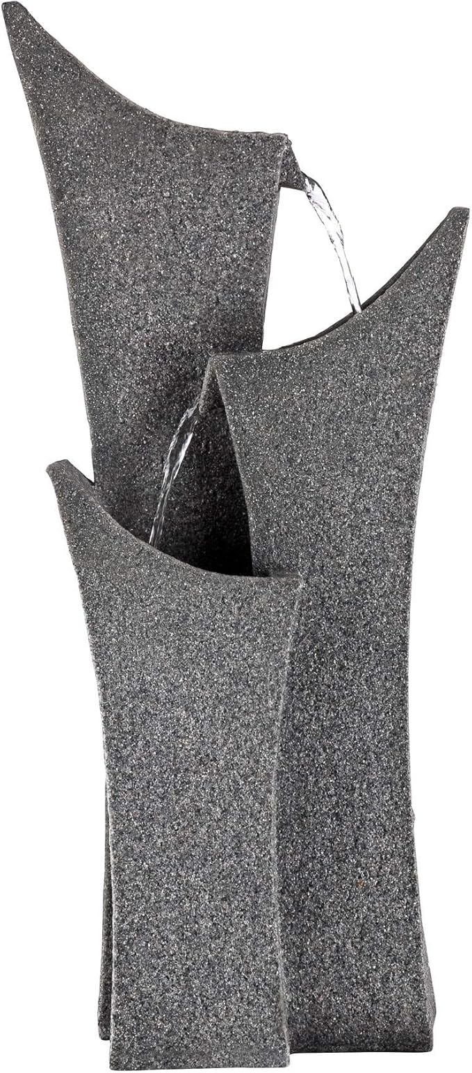 Exton 31" High Large Modern Zen Indoor Outdoor Decor Gray Faux Stone Floor Fountain Standing 3-Tier Water Feature for Outside Garden Patio Yard Backyard Porch Deck Relaxation Corner - John Timberland