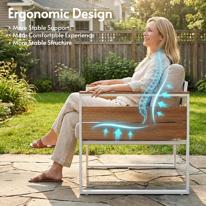 ENSTVER Aluminum Patio Furniture Sets, 7-Seat Outdoor Sofa with Premium Olefin Fabric Cushions & Zero-Maintenance Frame, Patio Sectional Conversation Set for Poolside, Garden