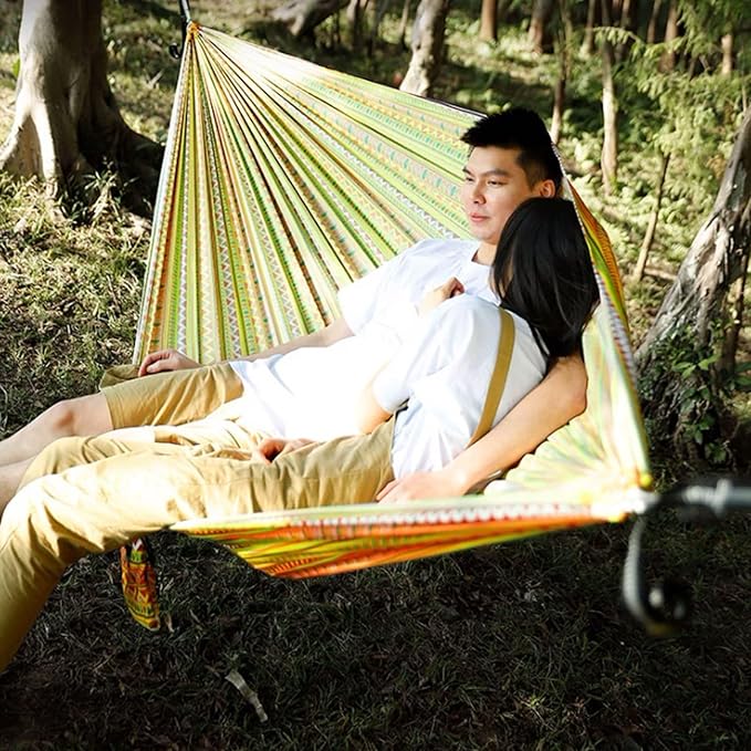 Polyester Hammock with Side Storage Bag for Indoor and Outdoor Multi-Purpose Lightweight Portable Hammock(Blue)