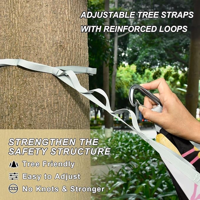 Black and White Striped Flamingo 330lb Capacity Hammocks with Tree Straps Backyard Hammock for Outside Patio Garden Base de hamaca para adultos