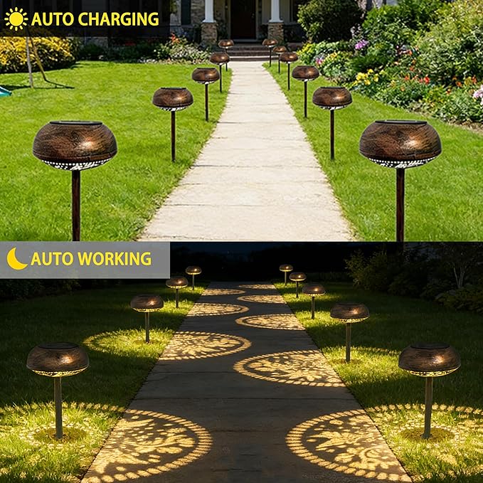 2 Pack Solar Pathway Lights Outdoor, LED Warm White Solar Garden Lights for Garden, Yard, Path, Lawn, Driveway Walkway Decor & Landscape Lighting